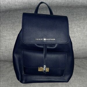 Tommy Hilfiger Midnight Blue Navy Vegan Leather Backpack